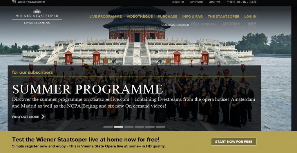 Staatsoperlive provides a summer programme